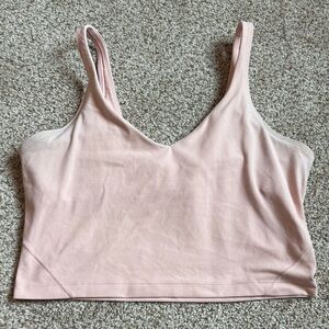 Lululemon Cropped Yoga Tank Light Coral / Salmon Pink Built In Bra | fitness |